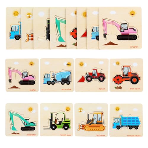 CEWROM Auto Puzzle für Kinder, Holzpuzzle für Kinder 8 PCS Steckpuzzle Pädagogisches für Baby Montessori Holzspielzeug Holzpuzzle Steckpuzzle Ostergeschenke für Kinder Junge Mädchen ab 2 3 4 Jahre alt von CEWROM