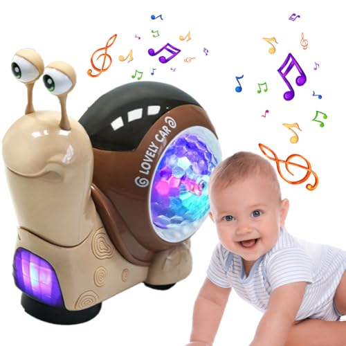 CEWROM Baby Krabbel Spielzeug 6-18 Monate, Schnecke Krabbelspielzeug mit Lichter und Musik, Pädagogisches Spielzeug Baby, Krabbelspielzeug Baby Weihnachten Geschenke, Lustige Krabbel Spielzeug, Braun von CEWROM