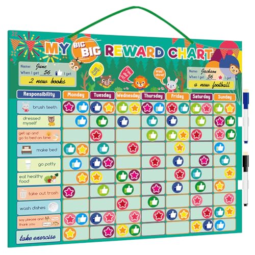 CEWROM Belohnungstafel für Kinder, XL Aufgabenplaner magnetisch Belohnungssystem für Verantwortung - Montessori Magnettafel, Wochenplaner Kinder, ADHS Hilfsmittel - inkl. 150 Magnete, Stift CEWROM Belohnungstafel für Kinder, XL Aufgabenplaner magnetisch Belohnungssystem für Verantwortung - Montessori Magnettafel, Wochenplaner Kinder, ADHS Hilfsmittel - inkl. 150 Magnete, Stift von CEWROM