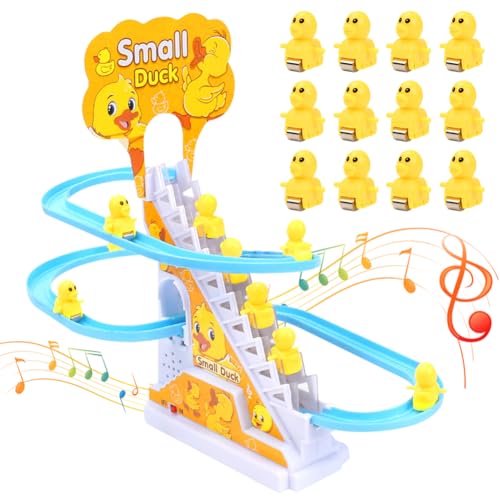 CEWROM Elektrische Ente Treppensteigen Spielzeug, 12 Stück Elektrisches Entenklettern auf Treppenbahnen und Rutschen-Set, Pädagogisches Spielzeug mit blinkenden Lichtern und Musik EIN-/Ausschalter CEWROM Elektrische Ente Treppensteigen Spielzeug, 12 Stück Elektrisches Entenklettern auf Treppenbahnen und Rutschen-Set, Pädagogisches Spielzeug mit blinkenden Lichtern und Musik EIN-/Ausschalter von CEWROM