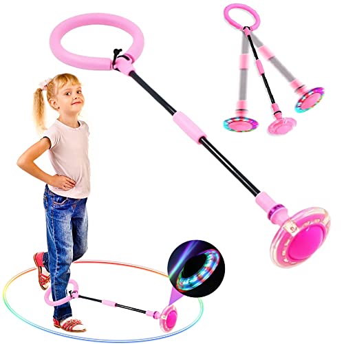 CEWROM Kinder Blinkender Springring - Swing Wheel mit Lichtrad, Knöchelsprungball Glühender Springender Ball Blinkender Sprungball Spielzeug, Springball für Kinder Spielzeug ab 5 6 7 8 9 10 Jahre Rosa von CEWROM