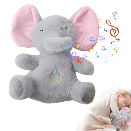 CEWROM Schlummer Elefanten Kuscheltier, Baby Einschlafhilfe Elefanten, Einzigartiges Einschlafhilfe Babys für Neugeborene, Elefanten Kuscheltier mit Atembewegung und Musik, Ideales Baby Spielzeug CEWROM Schlummer Elefanten Kuscheltier, Baby Einschlafhilfe Elefanten, Einzigartiges Einschlafhilfe Babys für Neugeborene, Elefanten Kuscheltier mit Atembewegung und Musik, Ideales Baby Spielzeug von CEWROM