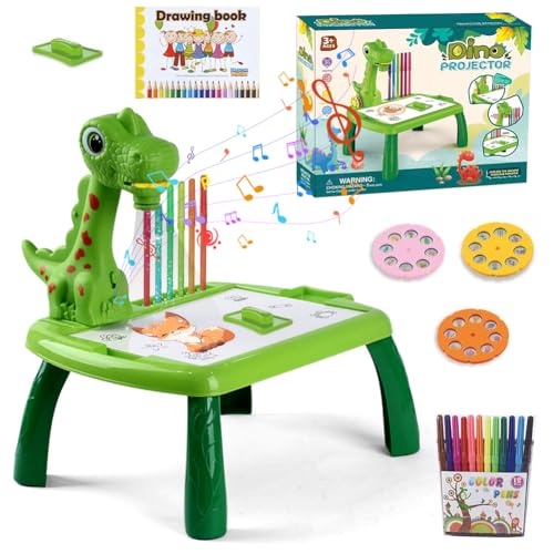 CEWROM Zeichenprojektor für Kinder, Projektion Zeichentafel Kinder 24 Stück Malprojektor Kinder Set mit 48 Motiven, Skizzenbuch, Stickerbuch, Farbige Stifte für 3-10 Jahre Kinder von CEWROM