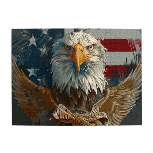 Adler mit amerikanischer Flagge, 500 Teile, herausforderndes Familienspiel, Puzzle, lustiges Puzzle für Erwachsene und Kinder von CFAN