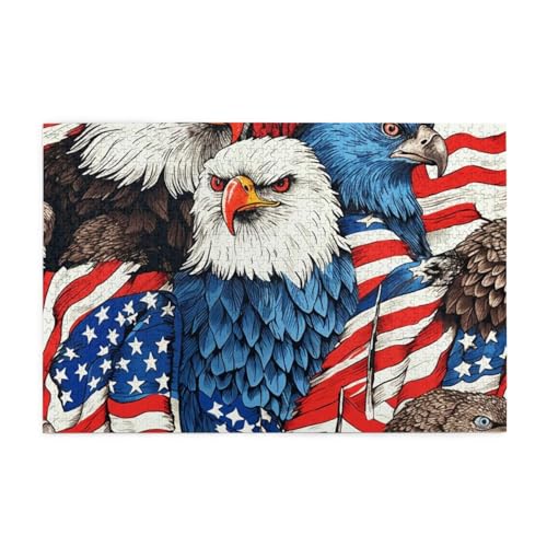 Adlervogel Patriotische US-Flaggen-Puzzles für Erwachsene/Kinder, 1000 Teile Puzzle für Familie, Weihnachten, Geburtstag, Geschenk für Männer und Frauen von CFAN