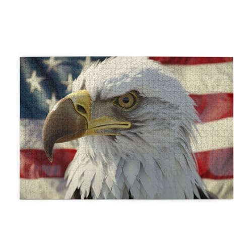 Amerikanische Flagge Adler Puzzles für Erwachsene/Kinder, 1000 Teile Puzzle für Familie Weihnachten Geburtstag Geschenk für Männer Frauen von CFAN