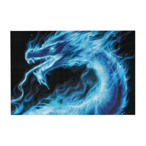 Blauer Feuerdrache 300 Teile Holzpuzzles, Herausforderung Puzzle Kreatives Geschenk für Jugendliche und Erwachsene von CFAN