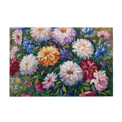 Blumen Ölgemälde Puzzles für Erwachsene/Kinder, 1000 Teile Puzzle für Familie Weihnachten Geburtstag Geschenk für Männer Frauen von CFAN