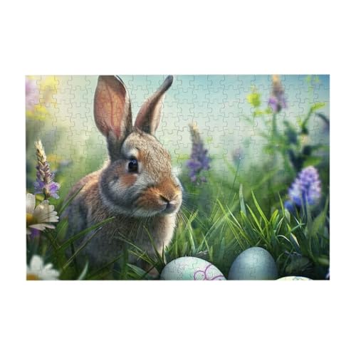 Bunny Happy Easter 300 Teile Puzzle für Kinder, Familie herausfordernde Puzzle-Spiele Puzzle als Wandkunst Dekor von CFAN