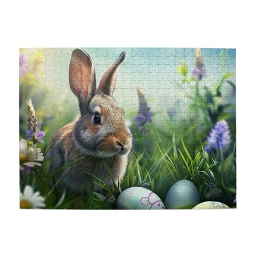 Bunny Happy Easter 500 Teile Puzzle für Erwachsene Kinder, stabile Teile, herausforderndes Familienspiel, tolle Geschenkidee von CFAN