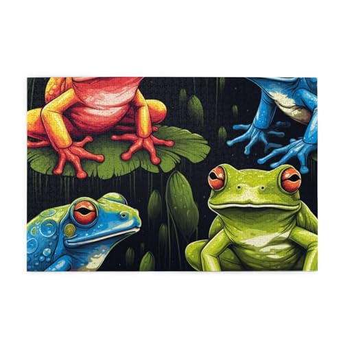 Bunte Frosch-Puzzles für Erwachsene/Kinder, 1000-teiliges Puzzle für Familie, Weihnachten, Geburtstag, Geschenk für Männer und Frauen von CFAN