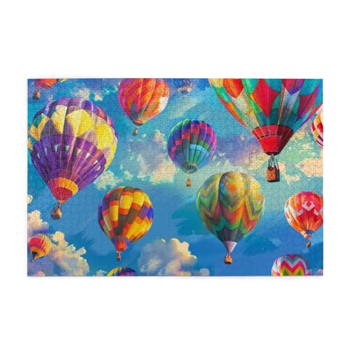 Bunte Luftballons mit blauem Himmel, Puzzles für Erwachsene/Kinder, 1000 Teile, Puzzle für Familie, Weihnachten, Geburtstag, Geschenk für Männer und Frauen von CFAN