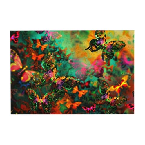 Bunte Schmetterlinge fliegende Puzzle aus Fotos, 300 Teile Puzzles für Erwachsene, Kunst, herausfordernde Puzzles für Heimdekoration von CFAN