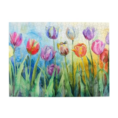 Bunte Tulpen Puzzle für Erwachsene und Kinder, robuste Teile, herausforderndes Familienspiel, tolle Geschenkidee, 500 Teile von CFAN