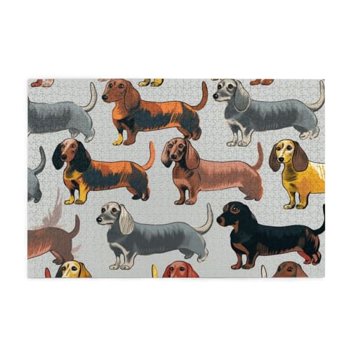 Cartoon Dackel Hund Puzzles für Erwachsene/Kinder, 1000 Teile Puzzle für Familie Weihnachten Geburtstag, Geschenk für Männer Frauen von CFAN