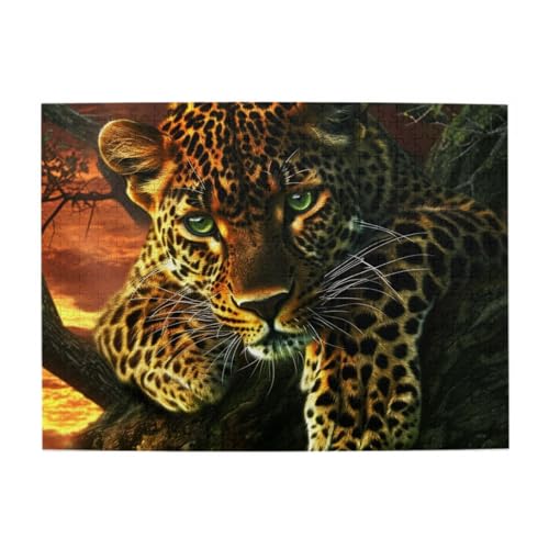 Coole Gepard und Sonnenuntergang 500 Teile Puzzles, herausforderndes Familienspiel-Puzzles lustiges Puzzle für Erwachsene und Kinder von CFAN