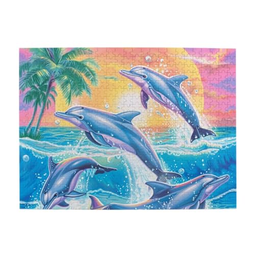 Delfine Jumping Painting 500 Teile Puzzles, Herausforderndes Familienspiel Jigsaw Puzzles Lustiges Puzzle für Erwachsene und Kinder von CFAN