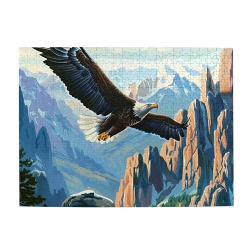 Eagle Flying Over Mountain Range 500 Piece Puzzles, Challenging Family Game Jigsaw Puzzles Funny Puzzle for Adults and Kids von CFAN