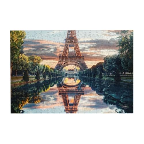 Eiffelturm im Wasser reflektiert, 300-teiliges Puzzle für Kinder, Familien-Puzzle-Spiele, Puzzle als Wandkunst-Dekor von CFAN