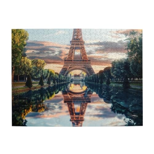 Eiffelturm im Wasser reflektiert, 500 Teile Puzzle für Erwachsene und Kinder, stabile Teile, herausforderndes Familienspiel, tolle Geschenkidee von CFAN