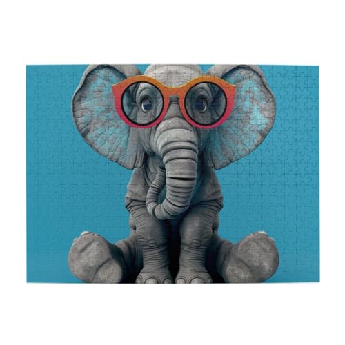 Elefant mit Brille 500 Teile Puzzle für Erwachsene Kinder, stabile Teile, herausforderndes Familienspiel, tolle Geschenkidee von CFAN