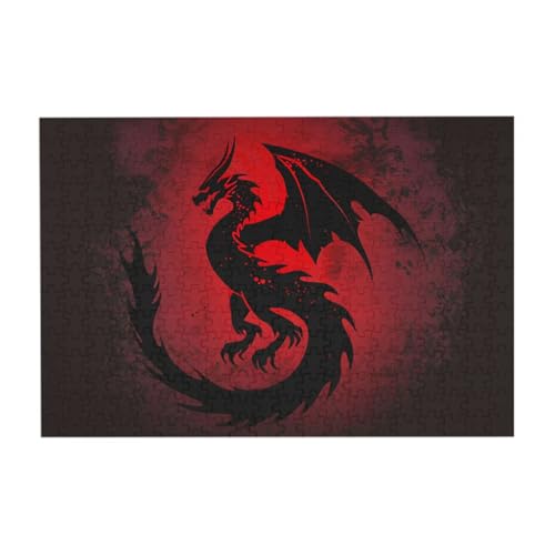 Fire Dragon Silhouette 300 Teile Puzzle für Kinder, Familie herausfordernde Puzzle-Spiele Puzzle als Wandkunst Dekor von CFAN