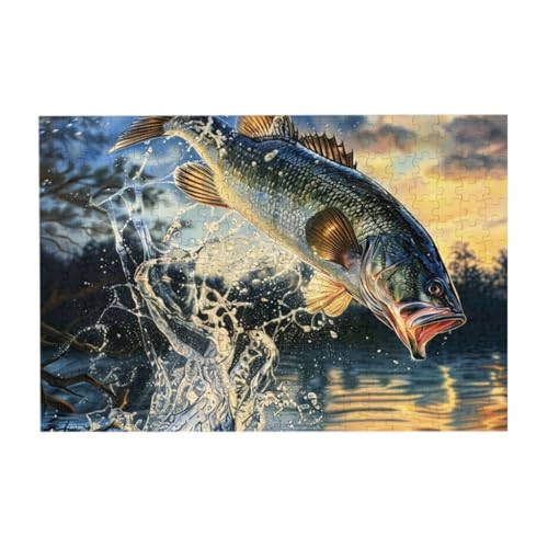 Fische springen aus dem Wasser Puzzle aus Fotos, 300 Teile Puzzles für Erwachsene Kunst, herausfordernde Puzzles für Heimdekoration von CFAN