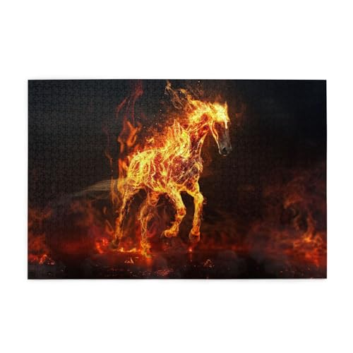 Flaming Running Horse Puzzles for Adults/Kids, 1000 Pieces Jigsaw Puzzle for Family Christmas Birthday, Gift for Men Women von CFAN