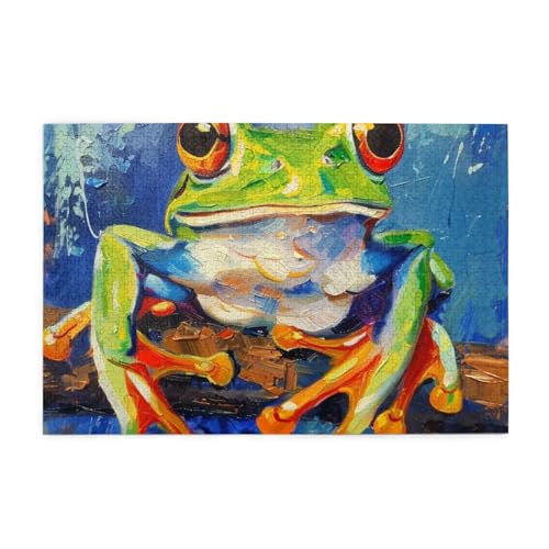 Frosch sitzend auf Ast Puzzles für Erwachsene/Kinder, 1000 Teile Puzzle für Familie Weihnachten Geburtstag, Geschenk für Männer Frauen von CFAN