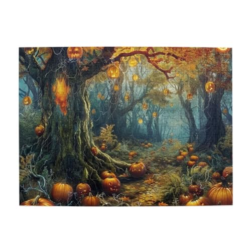 Halloween Kürbis Baum des Lebens 500 Teile Puzzle für Erwachsene Kinder, stabile Teile, herausforderndes Familienspiel, tolle Geschenkidee von CFAN