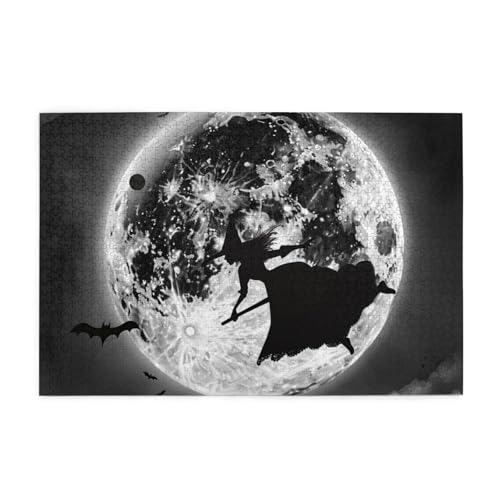 Halloween Witch Black Night Flying Puzzles for Adults/Kids, 1000 Pieces Jigsaw Puzzle for Family Christmas Birthday, Gift for Men Women von CFAN