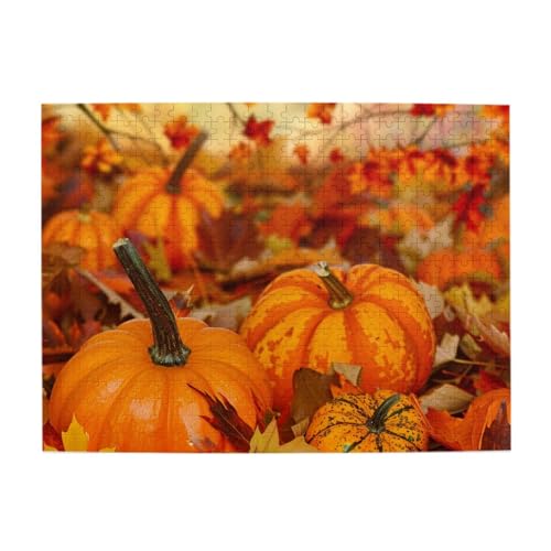 Herbstszene mit Kürbissen und Blättern, 500 Teile, Puzzle für Erwachsene und Kinder, stabile Teile, herausforderndes Familienspiel, tolle Geschenkidee von CFAN