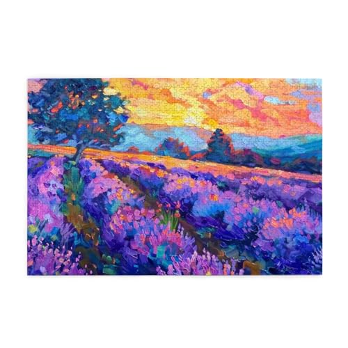 Lavenders Field at Sunset Puzzles for Adults/Kids, 1000 Pieces Jigsaw Puzzle for Family Christmas Birthday, Gift for Men Women von CFAN