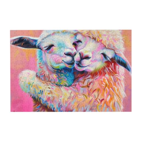 Llamas Umarmungspuzzle aus Fotos, 300 Teile Puzzles für Erwachsene Kunst, herausfordernde Puzzles für Wohnkultur von CFAN