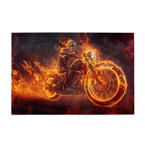 Motorradfahren auf Feuer Puzzles für Erwachsene/Kinder, 1000 Teile Puzzle für Familie Weihnachten Geburtstag Geschenk für Männer Frauen von CFAN