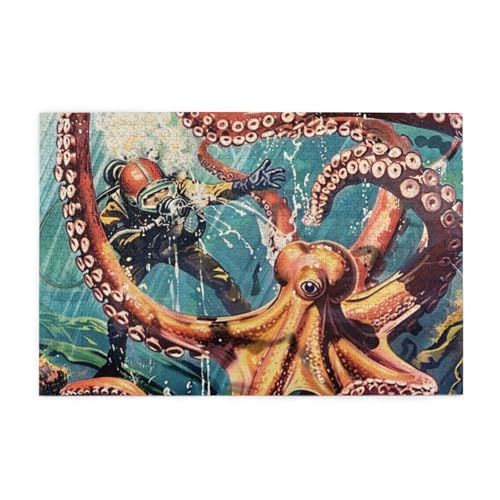 Octopus Attack Diver Puzzles für Erwachsene/Kinder, 1000 Teile Puzzle für Familie Weihnachten Geburtstag, Geschenk für Männer Frauen von CFAN