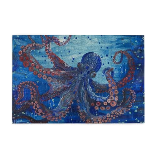 Octopus Schwimmen im Ozean Puzzles für Erwachsene/Kinder, 1000 Teile Puzzle für Familie Weihnachten Geburtstag, Geschenk für Männer Frauen von CFAN