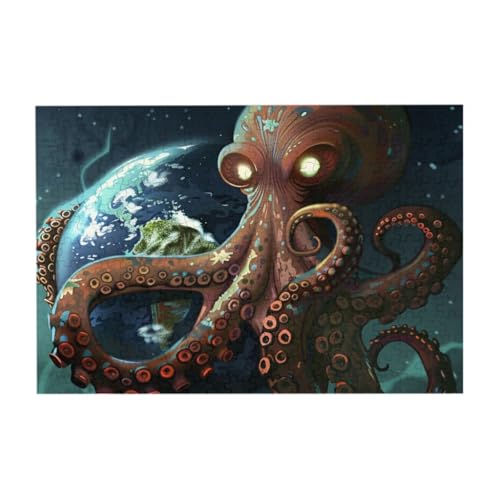 Oktopus mit Erde, 300 Teile Puzzle für Kinder, Familie herausfordernde Puzzle-Spiele, Puzzle als Wandkunst-Dekor von CFAN