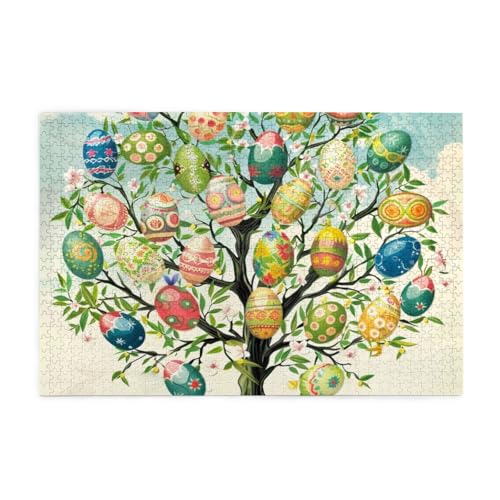 Osterbaum mit Eiern bemalte Puzzles für Erwachsene/Kinder, 1000 Teile Puzzle für Familie Weihnachten Geburtstag, Geschenk für Männer Frauen von CFAN