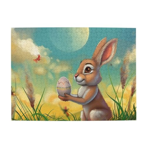 Osterhase hält Ei im Gras, 500 Teile, Puzzles für Erwachsene und Kinder, stabile Teile, herausforderndes Familienspiel, tolle Geschenkidee von CFAN