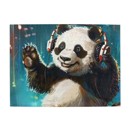 Pandabär mit Kopfhörern, 500 Teile, Puzzles für Erwachsene und Kinder, stabile Teile, herausforderndes Familienspiel, tolle Geschenkidee von CFAN