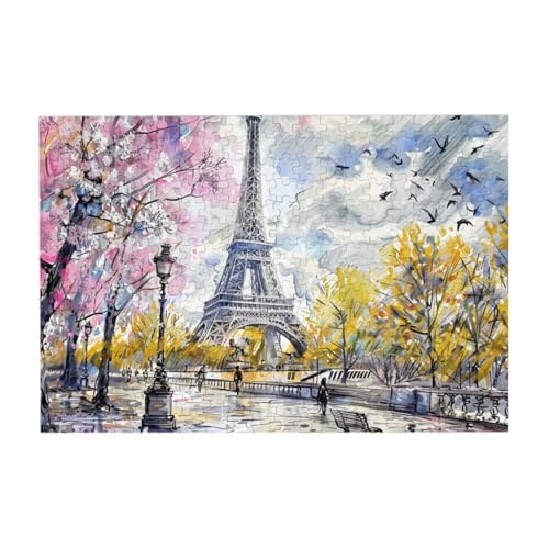 Paris Eiffelturm Malerei Puzzle aus Fotos, 300 Teile Puzzles für Erwachsene Kunst, herausfordernde Puzzles für Wohnkultur von CFAN