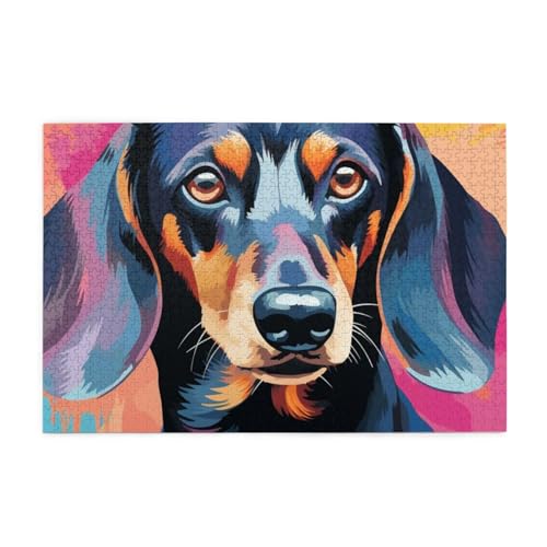 Pop Art Hundemuster-Puzzles für Erwachsene/Kinder, 1000 Teile Puzzle für Familie, Weihnachten, Geburtstag, Geschenk für Männer und Frauen von CFAN