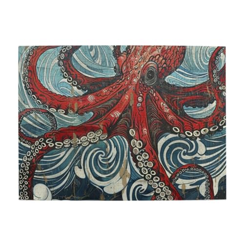 Red Octopus 500 Teile Puzzles, herausforderndes Familienspiel-Puzzle, lustiges Puzzle für Erwachsene und Kinder von CFAN