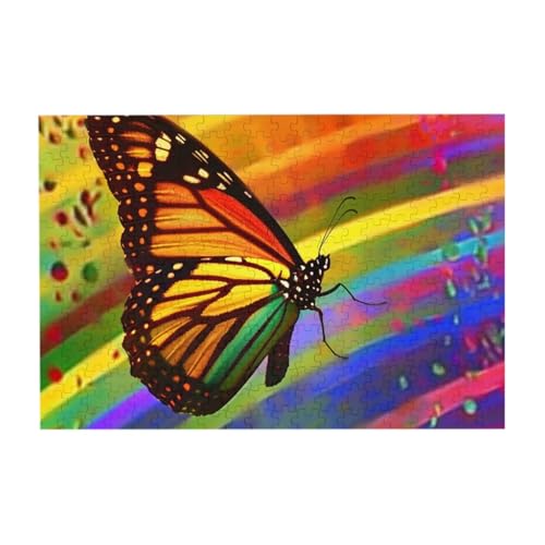 Regenbogen Schmetterling Puzzle aus Fotos, 300 Teile Puzzles für Erwachsene Kunst, herausfordernde Puzzles für Wohnkultur von CFAN