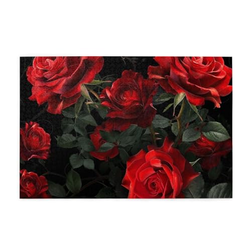 Rote Rosen Puzzles für Erwachsene/Kinder, 1000 Teile Puzzle für Familie Weihnachten Geburtstag, Geschenk für Männer Frauen von CFAN