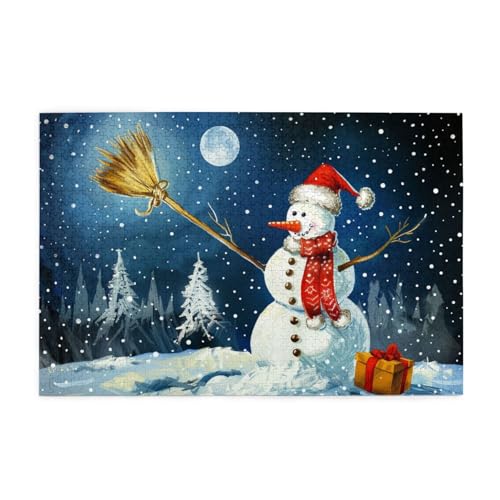 Schneemann Weihnachten Nacht Puzzles für Erwachsene/Kinder, 1000 Teile Puzzle für Familie Weihnachten Geburtstag, Geschenk für Männer Frauen von CFAN