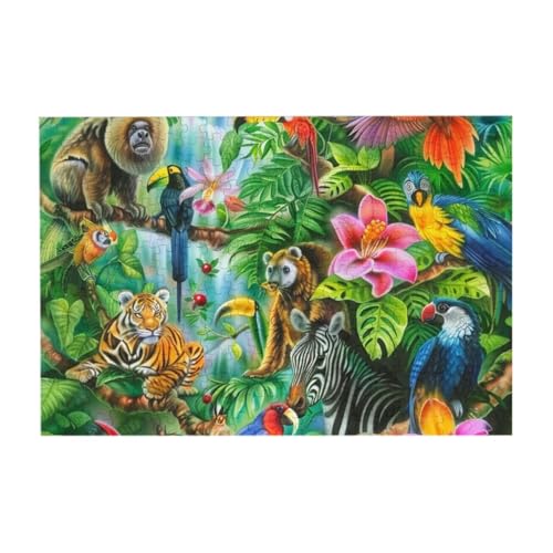 Tiere im Dschungel Puzzle aus Fotos, 300 Teile Puzzles für Erwachsene Kunst, herausfordernde Puzzles für Wohnkultur von CFAN