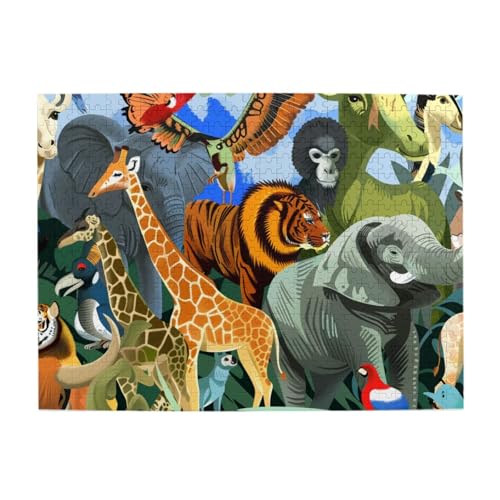 Tiere im Zoo 500 Teile Puzzles, herausforderndes Familienspiel Puzzles, lustiges Puzzle für Erwachsene und Kinder von CFAN