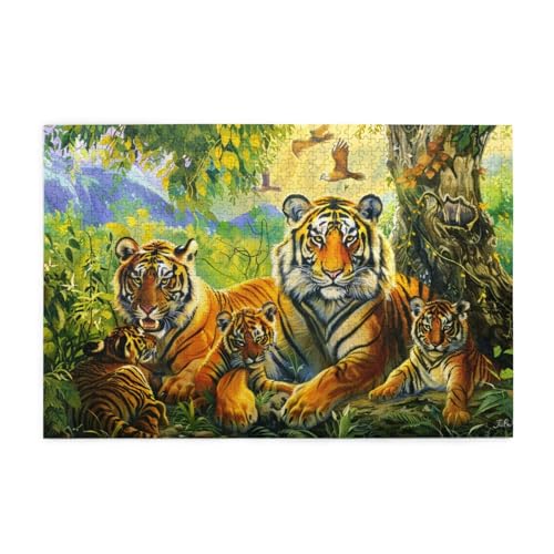 Tigers Resting Under Tree Puzzles for Adults/Kids, 1000 Pieces Jigsaw Puzzle for Family Christmas Birthday, Gift for Men Women von CFAN